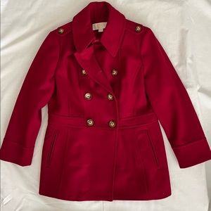 Michael Kors Wool Blend Red Peacoat - Medium